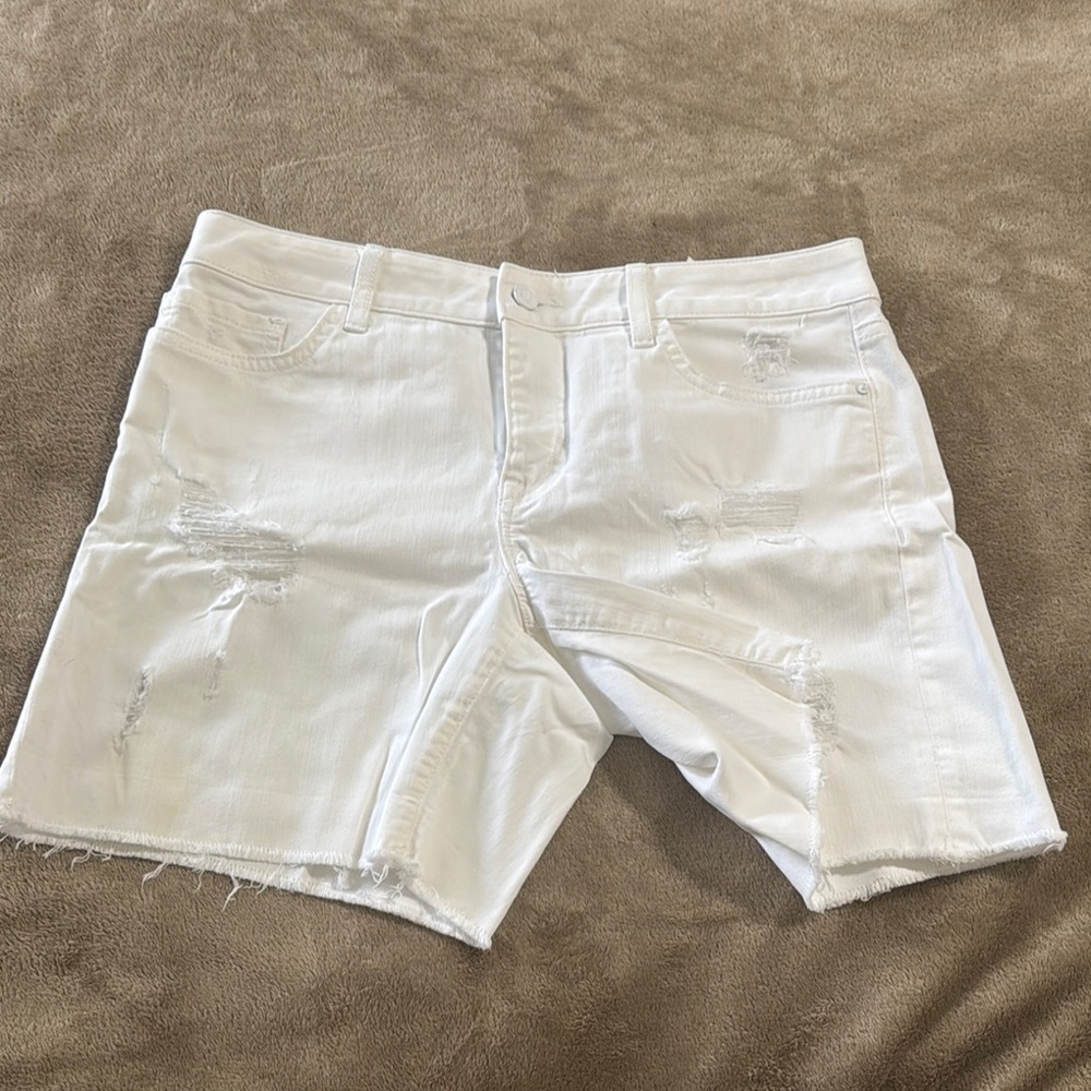 Tommy Hilfiger White Distressed Denim Shorts